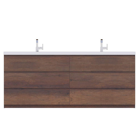 Paterno 84 inch Modern Freestanding Bathroom Vanity Rosewood