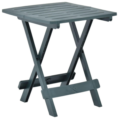 vidaXL Foldable Patio Table - Green, Weather- Plastic - Slatted Design, 17.7"x16.9"x19.7", Perfect for Patio, Deck