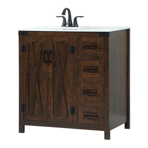 Elegant Decor Grant 32" Aluminum MDF Single Bathroom Vanity in Expresso