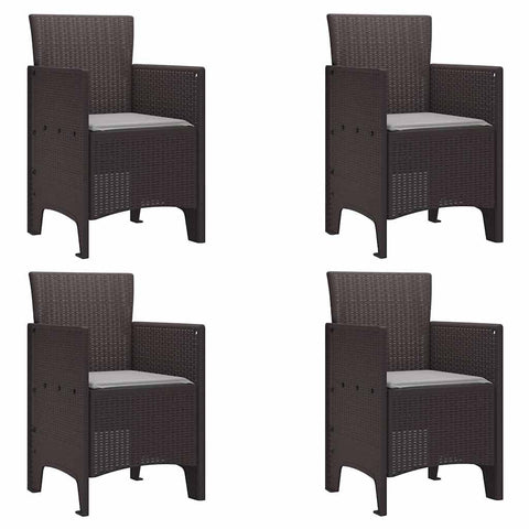 vidaXL Garden Chair 4 pcs Brown 20.87 x 19.29 x 33.46 in Polypropylene, Garden & Terrace, Stylish Armchair, Rectangle Outdoor Seat, Tough Patio Chair, Comfy Lounge for Chillin