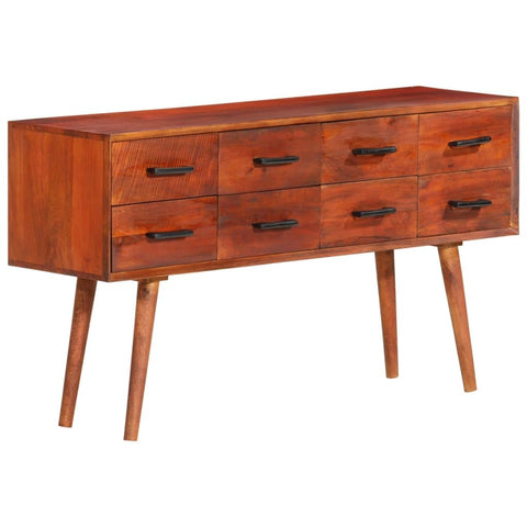 vidaXL Solid Mango Wood Sideboard-Brown with Iron Details, Ample 8-Drawer Storage, Unique 43.3"x11.8"x23.2" ic Home Decor Piece