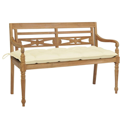 vidaXL Batavia Bench, Garden Bench Patio Loveseat with Cushion, Patio Seating for Front Porch Park Outside Furniture Decor, Solid Wood Teak