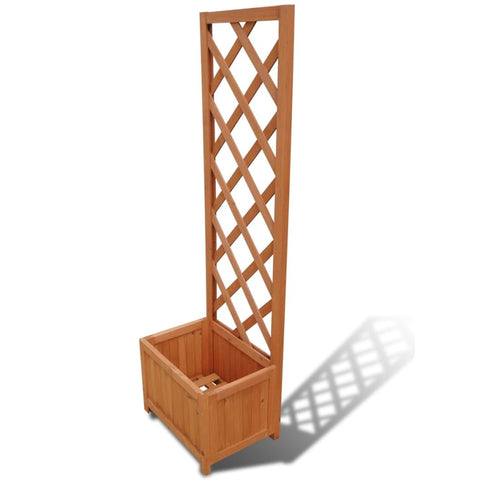 vidaXL Garden Planter with Slatted Trellis - Weather- Solid Wood Construction - Ideal for Climbing Plants, Vines, Outdoors