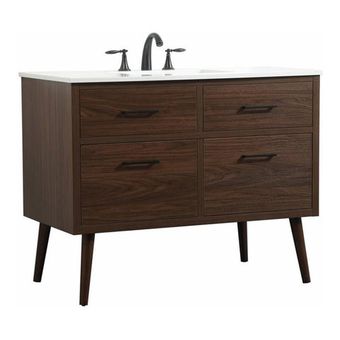 Elegant Decor Boise 42" Aluminum MDF Single Bathroom Vanity in Walnut