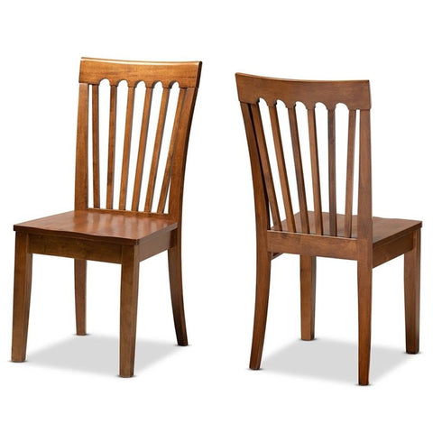 Baxton Studio Minette Modern and Contemporary Transitional Walnut Brown Finished Wood 2-Piece Dining Chair Set