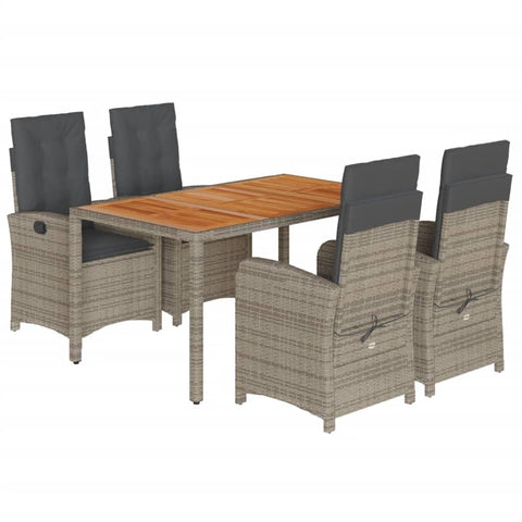vidaXL Patio Dining Set with Cushions 5 Piece, Garden Table and Chair, Outdoor Dining Set for Balcony Backyard, Patio Furniture, Gray Poly Rattan