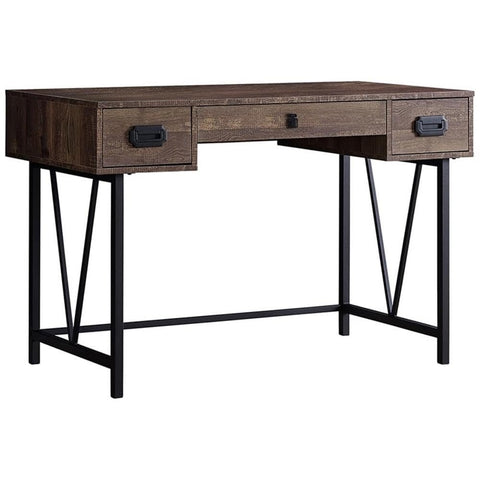 Monarch Specialties Computer Desk Home Office Laptop Storage Drawers 48" L Work Metal Brown