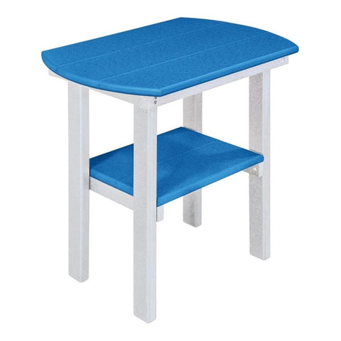 OS Home and Office Furniture 16" Oval Resin End Table in Blue and White