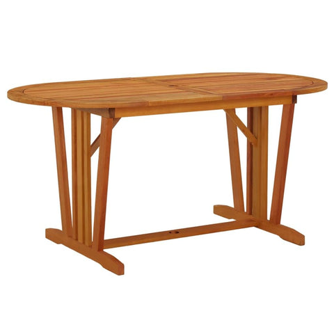 vidaXL Outdoor Patio Dining Table in Brown - Solid Eucalyptus Wood with Umbrella Hole - Farmhouse Style - 63"x33.5"x29.5" Dimensions - Requires Assembly
