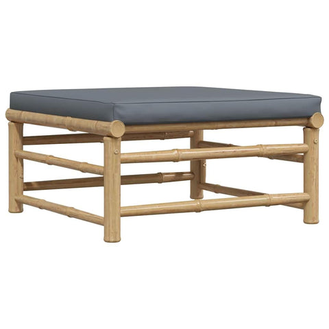 vidaXL Patio Footrest with Soft Dark Gray Cushion - Bamboo Outdoor Ottoman â€“ Easy to Assemble | Ideal for Garden, Terrace, Patio - Lightweight & Durable | Dimensions: 25.6" x 25.6" x 11.8"