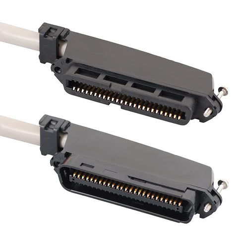 ICC Female to Male 25 Pair Telco Cable 5ft - Cat3 24AWG, 100% Solid Pure Copper, Gray Riser CMR Cable with 90 Degree 50 Pin Telco Connector for Voice and Low Data PBX Applications, 5 Feet