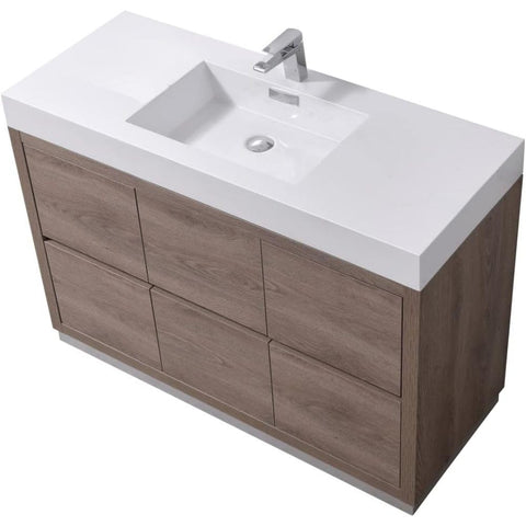 Oakestry 48-Inch Butternut Free-Standing Modern Bathroom Vanity with Soft-Close Drawers and Integrated Sink