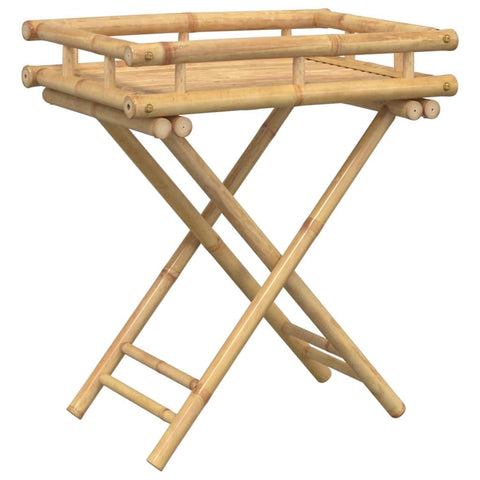 vidaXL Bamboo Folding Tray Table - Sturdy, Durable & Compact - 23.6" x 15.7" x 26.8" - Ideal for Living Room, Patio, Garden, Balcony & More