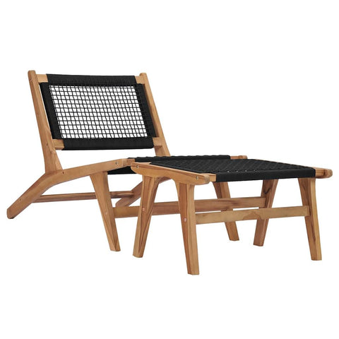 vidaXL Outdoor Comfortable Sun Lounger with Detachable Footrest, Solid Teak Wood with Unique Rope Design, Durable and Weather Resistant