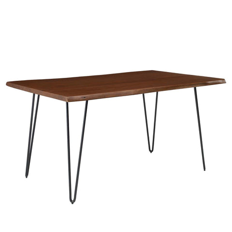Modway Ardor 60" Live Edge Acacia Wood Rectangular Dining Table in Black Walnut