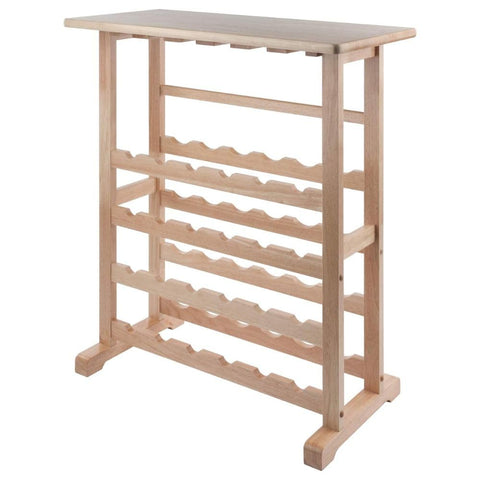 Oakestry Vinny Wine Rack Wood 24-Bottle with Glass Rack Beech Stylish and Practical Wine Storage for Home or Bar Ideal for Living Room, Dining Room, or Home Bar Easy Assembly and Maintenance