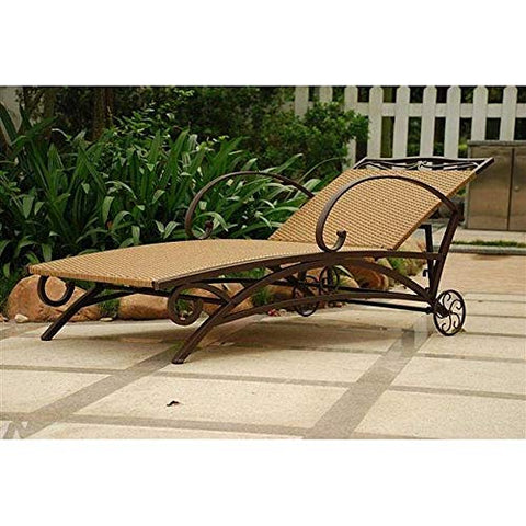 FastFurnishings Resin Wicker - Steel Multi-Position Chaise Lounge Chair Recliner