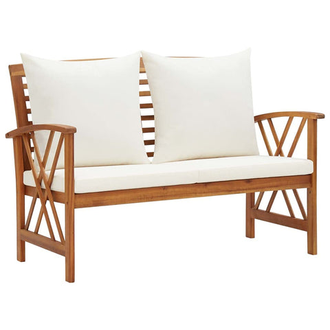 Oakestry Patio Bench with Cushions 46 9 in Solid Acacia Wood Outdoor Garden Seating Furniture Weather Resistant Durable Heavy Duty Modern Backyard Porch Deck Lawn
