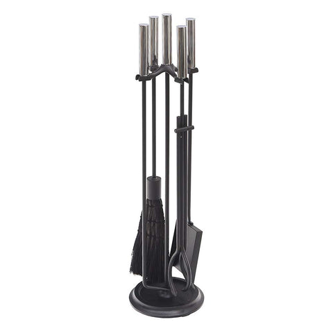 Minuteman International Bedford Fireplace Tool Set, Chrome and Black