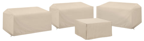 4Pc Outdoor Sectional Furniture Cover Set Tan - 3 Loveseats & 1 Square Table/Ottoman