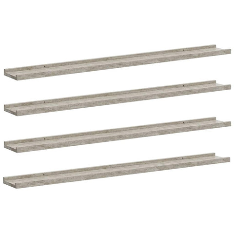 vidaXL Wall Shelf Set of 4 Concrete Grey MDF 39.4x3.5x1.2 in