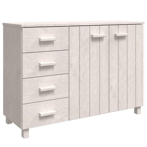 vidaXL HAMAR Solid Pinewood Sideboard - White - 44.5"x15.7"x31.5" - Two Doors and Four Drawers for Ample Storage - Sturdy and Versatile Piece for Any Room