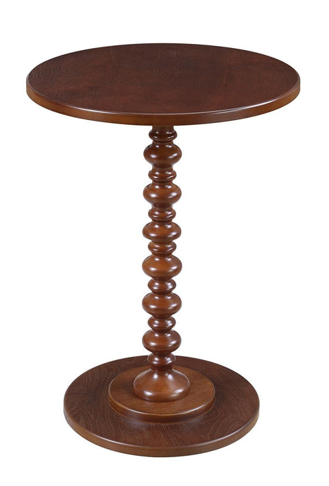 Convenience Concepts Palm Beach Spindle 17.75" Traditional Round End Living Room, Turned Solid Wood Side, Classic Display Pedestal Table, Mahogany