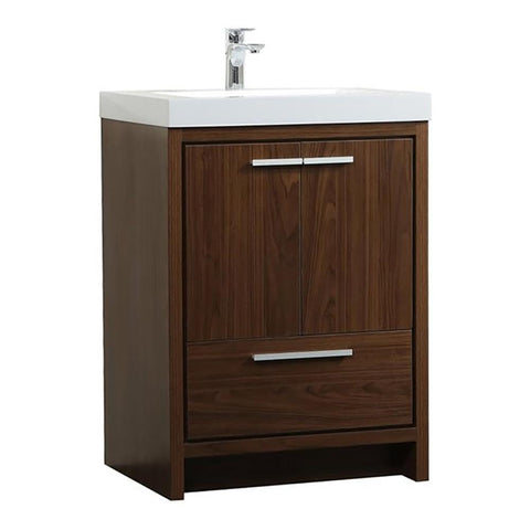 Elegant Decor Wyatt 24" Aluminum Alloy and MDF Single Bathroom Vanity in Walnut