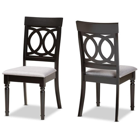 Baxton Studio Grey Upholstered and Brown Finished Wood 2-Piece Dining Chair Set