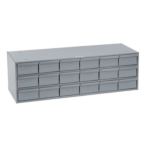 18 Drawers 11-5/8 Inch Deep Steel Construction For Small Part Storage Gray