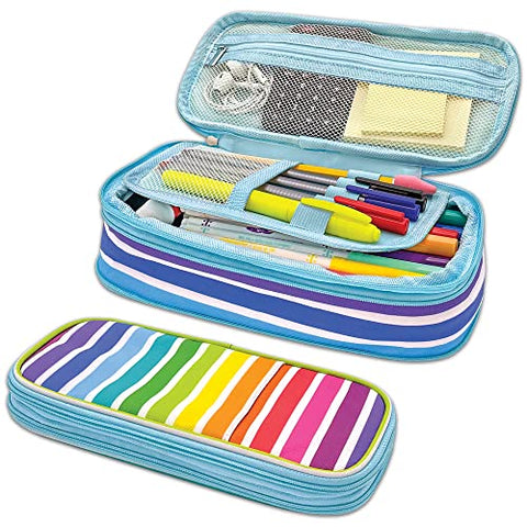 Teacher Created Resources Blue Camo Pencil Case Multifunctional Large Capacity Bag Pouch Holder Organizer