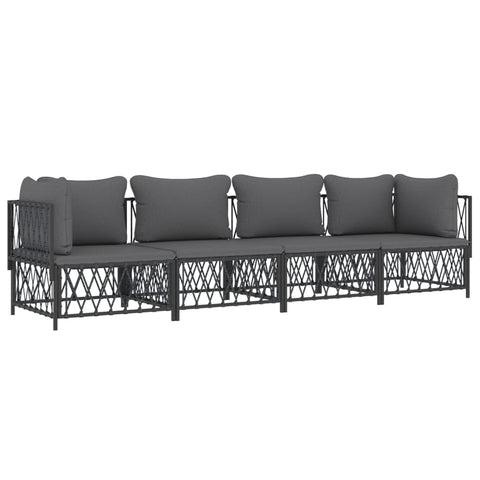 vidaXL 3-Piece Patio Lounge Set, Anthracite Woven Fabric and Steel Frame, Modular Design, Comfortable Cushions Included, Outdoor Garden Furniture