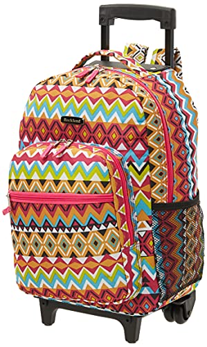 Rockland Double Handle Rolling Backpack, Tribal, 17"