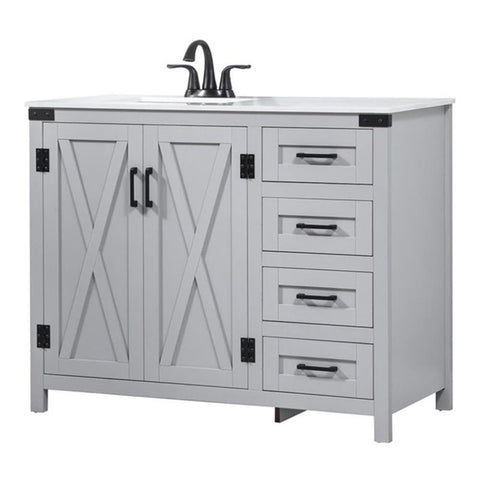 Elegant Decor Grant 42" Aluminum MDF Single Bathroom Vanity in Gray