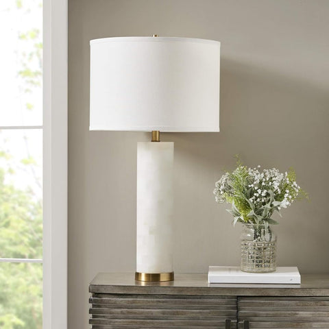 Oakestry Prague Table Lamp Bedside Desk Nightstand Bright Light for Compact Modern Bedroom Living Room Office, White