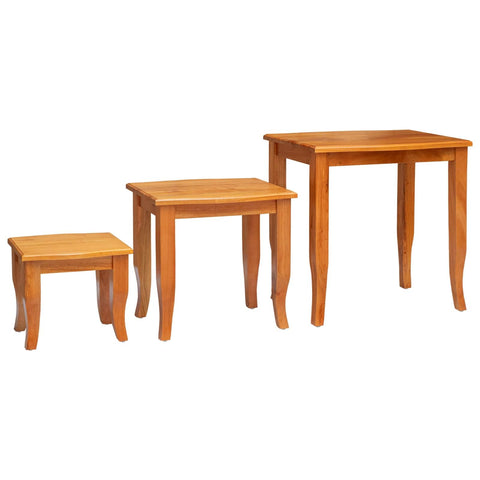 vidaXL Nesting Side Tables 3 pcs Natural Solid Mahogany Wood, Rustic Hardwood Nesting Tables Set, Space Saving Compact Side, Mahogany Accent for Living Room Decor