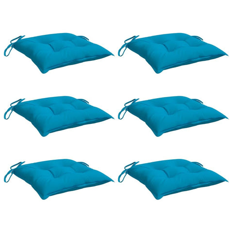 vidaXL Chair Cushions Set of 6 - Light Blue, 15.7"x15.7"x2.8" for Patio/Garden Seating, Oxford Fabric, Indoor/Outdoor Use, Non-Slip with Ties