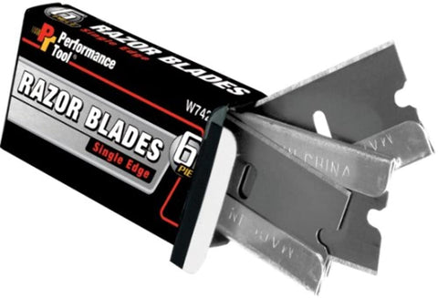 Performance Tool W742 12-Piece Heavy Duty Razor Scraper Blades, Precision Honed to Razor Edge, Fits Standard Razor Scrapers