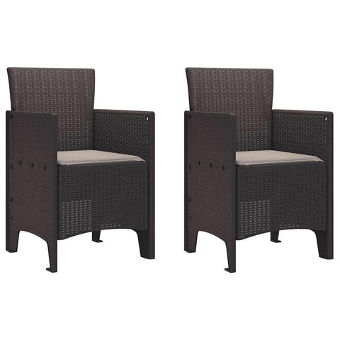 vidaXL Garden Chair 2 pcs Brown 20.87 x 19.29 x 33.46 in Polypropylene, Garden & Terrace, Stylish Armchair, Rectangle Outdoor Seat, Tough Patio Chair, Comfy Lounge for Chillin
