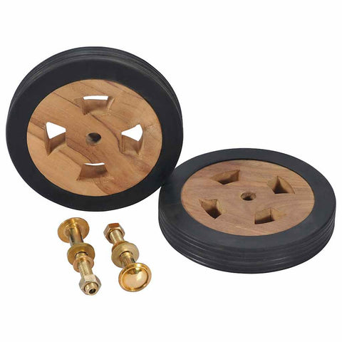 vidaXL - 2pcs Hard-Wearing Sunlounger Spare Wheels - Solid Teak Wood and Rubber - Outdoor Furniture - Easy to Mount - with Assembly Tools Included
