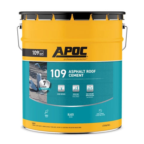 APOC 109 Rain-Proof Wet & Dry Roof Cement, 5 Gallons, Patch Splits, Cracks & Seams in Roofs, Chimneys, Vent Pipes, Gravel Guards, Downspouts & More