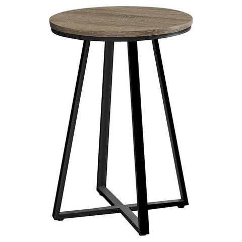 Monarch Specialties I 2177 Accent Table, Side, Round, End, Nightstand, Lamp, Living Room, Bedroom, Metal, Laminate, Brown, Black, Contemporary, Modern