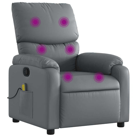 vidaXL Gray Faux Leather Massage Recliner Chair with Manual Recline and Vibration for Living Room, Bedroom, Home Office Comfort