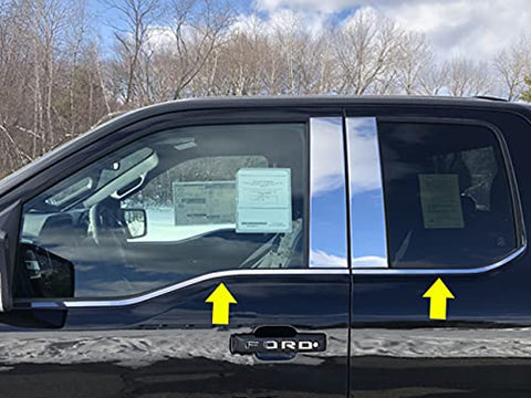 QAA is Compatible with Ford F-150 2015-2020 4 Piece Stainless Steel Window Sill Trim Set, WS61302