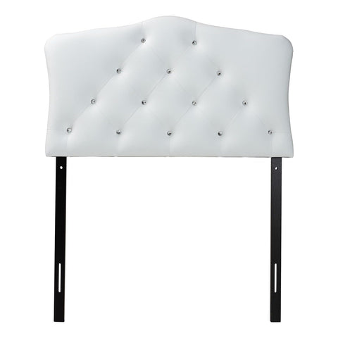 Baxton Studio Rita Modern and Contemporary White Faux Leather Upholstered Button-Tufted Scalloped Twin Size Headboard