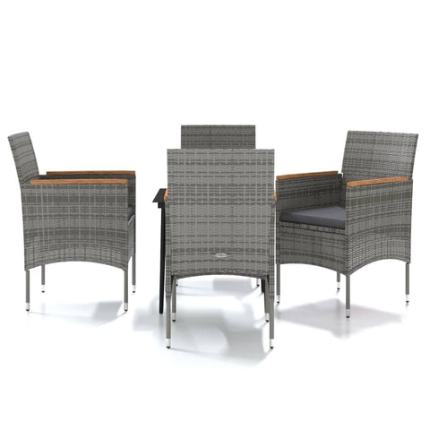 vidaXL Patio Dining Set 5 Piece with Cushions Garden Outdoor Lawn Yard Terrace Balcony Table and Chair Seat Seating Furniture Gray and Black