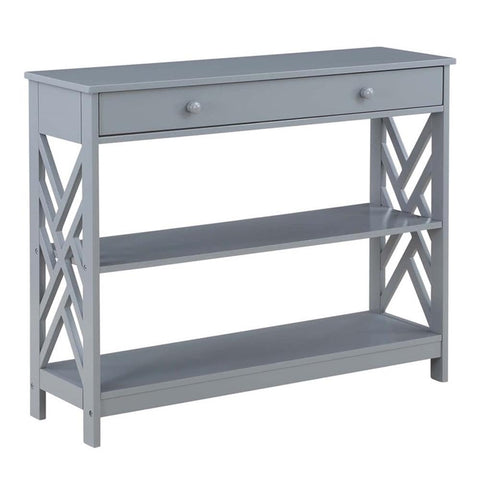 Convenience Concepts Titan 1-Drawer Console Table with Shelves, Gray