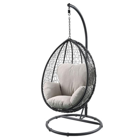 ACME Simona Patio Swing Chair in Beige and Black