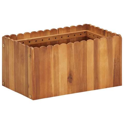vidaXL Solid Acacia Wood Garden Raised Bed - Wooden Rectangular Planter for Outdoor Flowers and Plants - Garden Bed with Slatted Design and Efficient Drainage - Easy Assembly, Natural Wood Color
