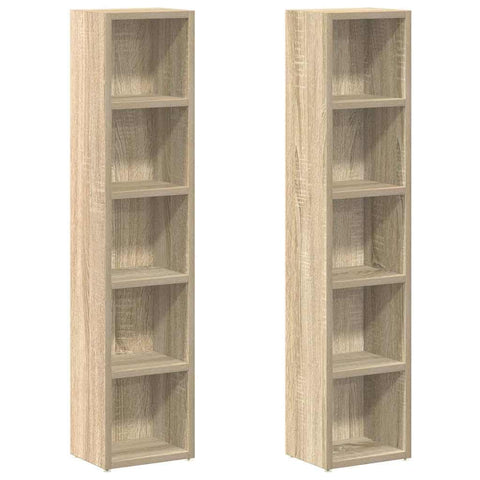 vidaXL CD Cabinet Set of 2 Sonoma Oak Engineered Wood Tall CD Cabinet